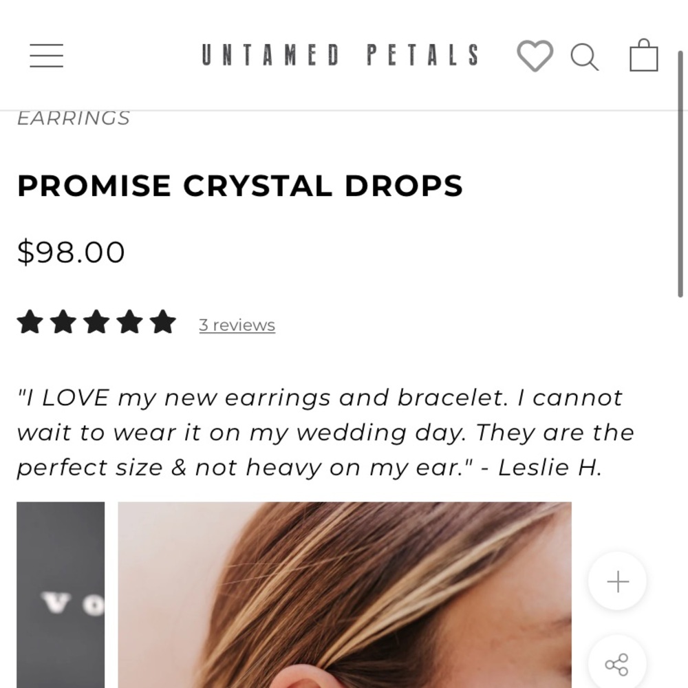 Untamed Petals Promise Crystal Drops Earrings - Picture 5 of 7